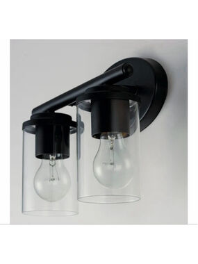 NEW Maxim Black 2-Light Vanity Light with Clear Glass Shades $76